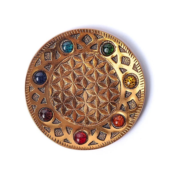Incense holder copper finish Flower of life