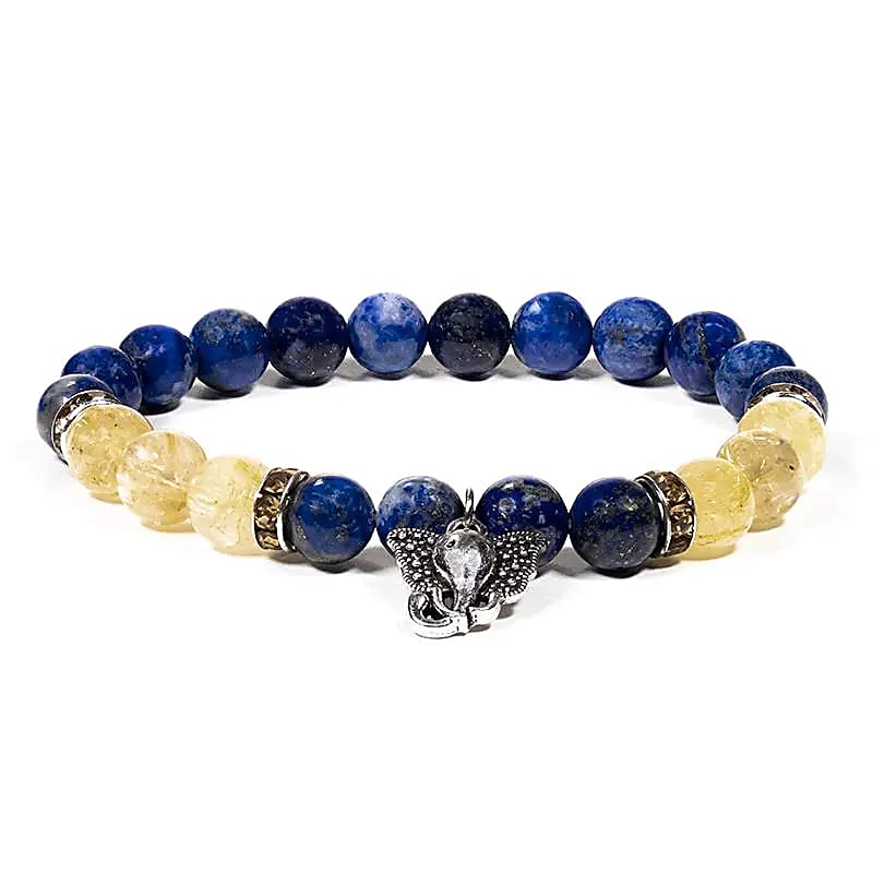 Bracelet lapis lazuli/rutilated quartz