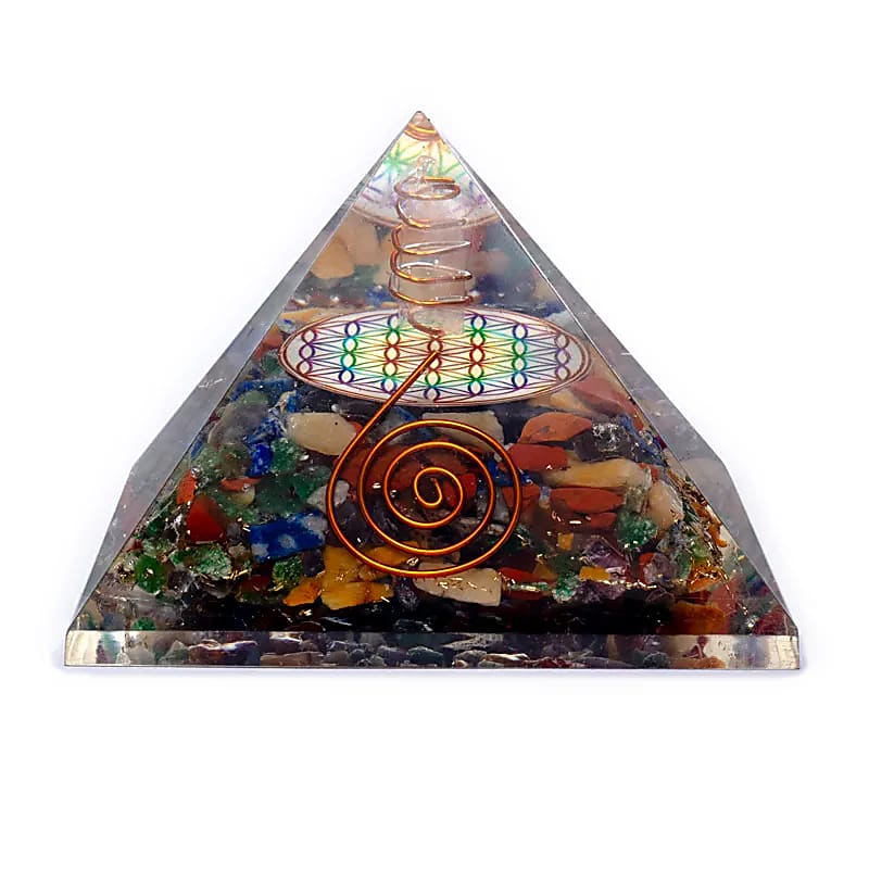 Orgonite pyramid 7 chakra - Flower of Life