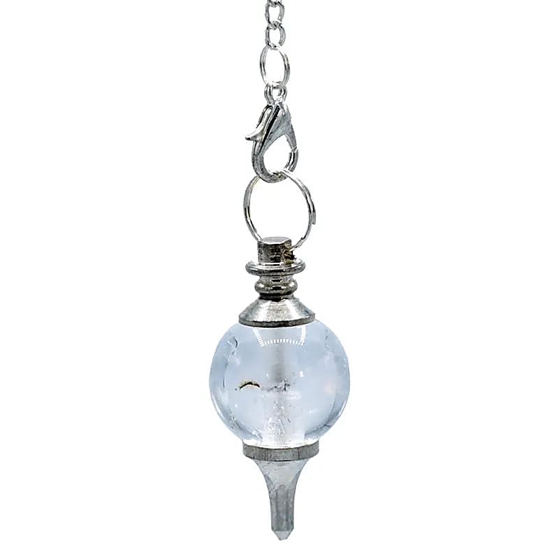 Pendulum Rock crystal spherical in metal